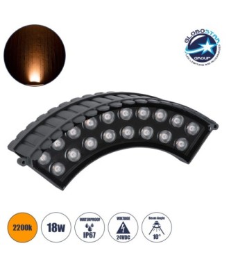 GloboStar® TREELIGHT-JINA 90698 Κυρτή Μπάρα Φωτισμού Wall Washer με Αντιθαμβωτική Γρίλια Ειδική για Φυτά - Δέντρα LED 18W 1530lm 10° DC 24V Αδιάβροχο IP67 Μ29 x Π11 x Υ10.5cm Αρχιτεκτονικό Πορτοκαλί 2200K - Γκρι Ανθρακί - 3 Χρόνια Εγγύηση